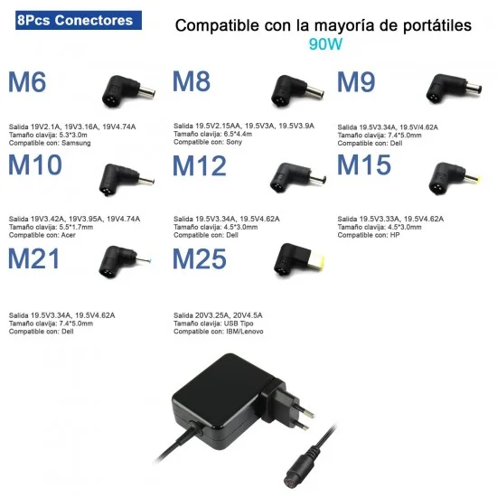 CARGADOR UNIVERSAL DE PARED ULTRA PORTABLE 90W CARGADOR UNIVERSAL DE PARED ULTRA PORTABLE 90W