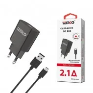 PACK CARGADOR USB 2.1A + CABLE MICRO USB 2A 1M NEGRO
