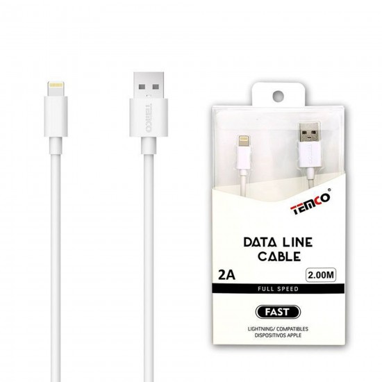 CABLE USB A LIGHTNING 2A 2M BLANCO