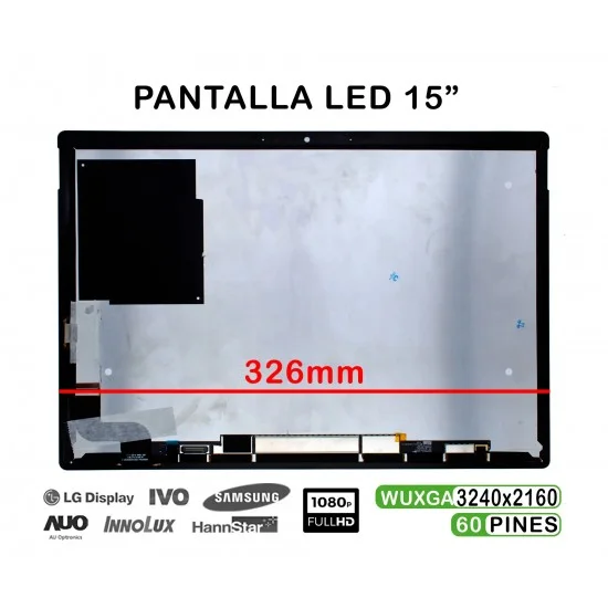 PANTALLA TÁCTIL RETINA DE 15" MICROSOFT SURFACE BOOK 2 LP150QD1-SPA1 60 PIN