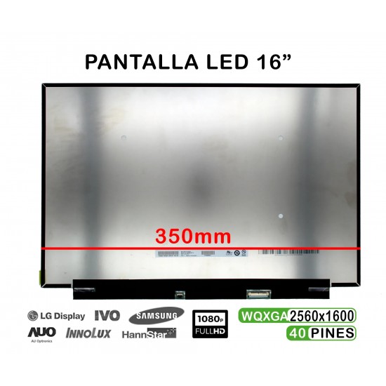 PANTALLA LED DE 16" PARA PORTÁTIL B160QAN02.K 40 PINES PANTALLA LED DE 16" PARA PORTÁTIL B160QAN02.K 40 PINES