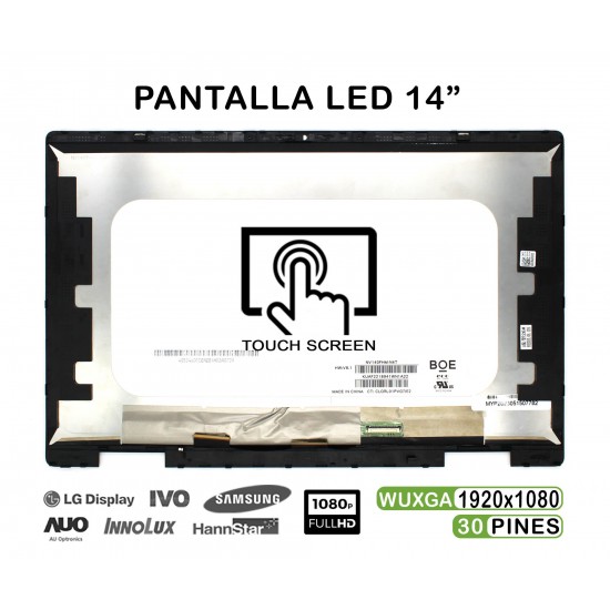 PANTALLA TÁCTIL LED DE 14" PARA PORTÁTIL HP PAVILION X360 14-EK FHD CON MARCO