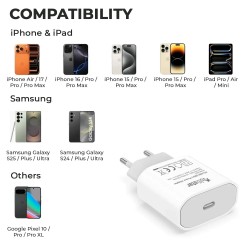 CARGADOR PD USB-C 5V/3A 9V/2.22A 20W BLANCO CARGADOR PD USB-C 5V/3A 9V/2.22A 20W BLANCO