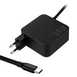 CARGADOR GAN USB-C PARA PORTÁTIL 5V-20V/3.25A 65W NEGRO