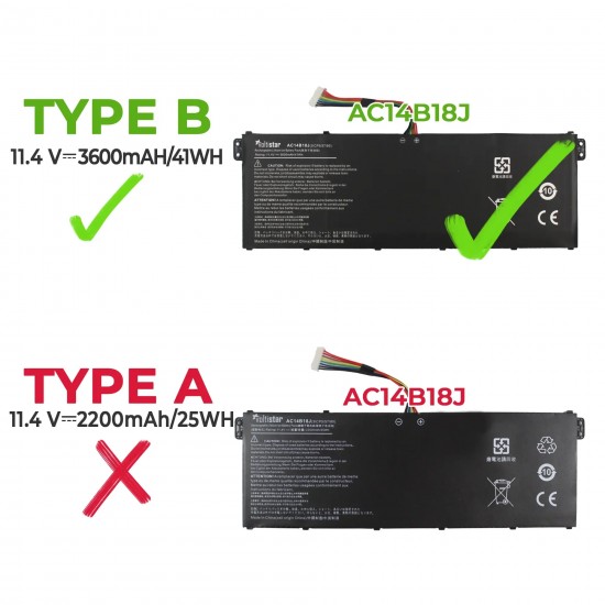 BATERÍA PARA PORTÁTIL ACER ASPIRE V3-371 AC14B13J AC14B18J AC14B18K 11.4V 3600MAH