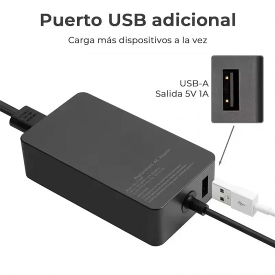 CARGADOR PARA PORTÁTIL MICROSOFT SURFACE BOOK 2 15V 4A 65W DESKTOP