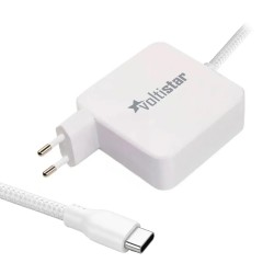 CARGADOR MULTIVOLTAJE USB-C PARA PORTÁTIL 5V-20V 3.25A 65W BLANCO CABLE TRENZADO