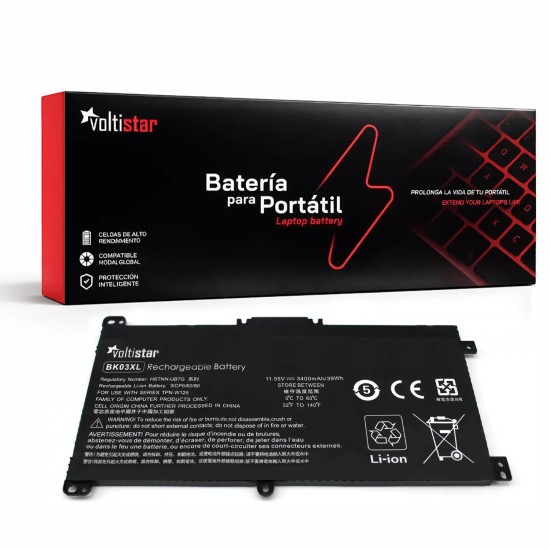 BATERÍA PARA PORTÁTIL HP PAVILION X360 14-BA004NS 14-BA039 BK03XL 916366-421 11.55V BATERÍA PARA PORTÁTIL HP PAVILION X360 14-BA004NS 14-BA039 BK03XL 916366-421 11.55V