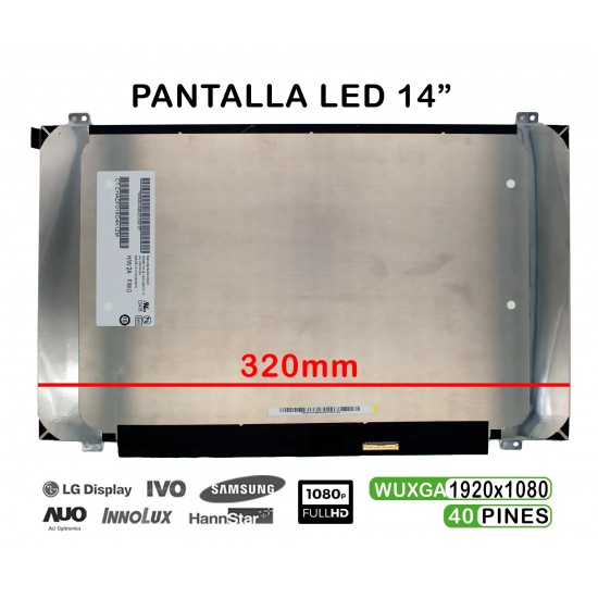 PANTALLA CASI NUEVA LED DE 14" PARA PORTÁTIL B140HAK01.0 40 PINES MATE