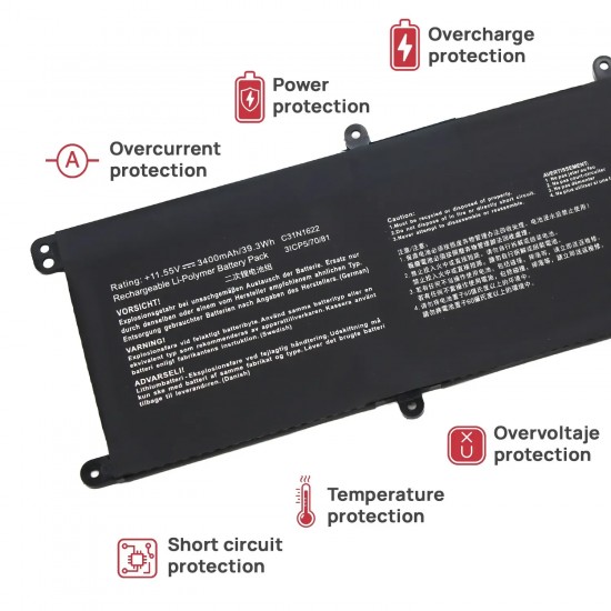 BATERÍA PARA PORTÁTIL ASUS ZENBOOK UX3430UA UX430UA UX530UQ UX530UX C31N1622