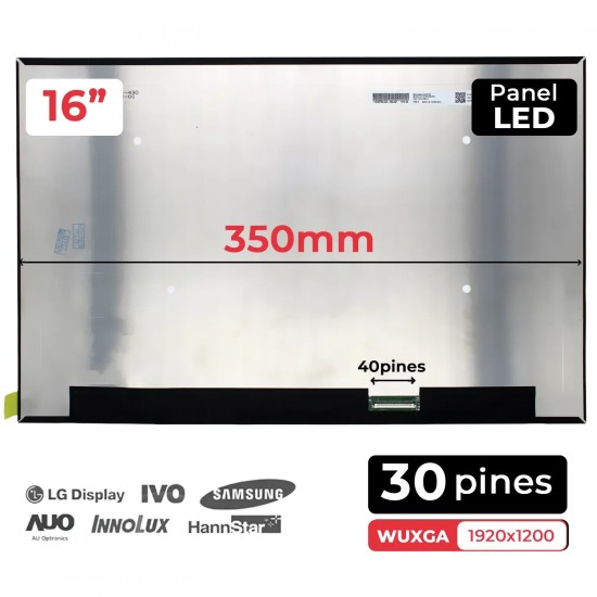 PANTALLA B160UAN08.1 LED 16" PARA PORTÁTIL 144HZ IPS 1920x1200 16:10 40 PINES EDP