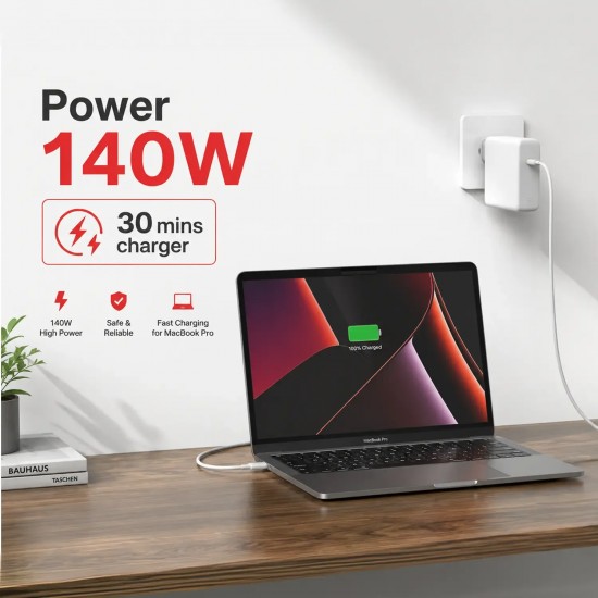CARGADOR MAC BOOK AIR PRO - M5 M4 M3 M2 M1 (2026 2025 2024 2023 2022 2021) 140W MAGSAFE 3 CABLE TRENZADO USB-C A T DE 2M CARGADOR MAC BOOK AIR PRO - M5 M4 M3 M2 M1 (2026 2025 2024 2023 2022 2021) 140W MAGSAFE 3 CABLE TRENZADO USB-C A T DE 2M