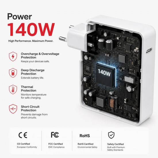 CARGADOR MAC BOOK AIR PRO - M5 M4 M3 M2 M1 (2026 2025 2024 2023 2022 2021) 140W MAGSAFE 3 CABLE TRENZADO USB-C A T DE 2M CARGADOR MAC BOOK AIR PRO - M5 M4 M3 M2 M1 (2026 2025 2024 2023 2022 2021) 140W MAGSAFE 3 CABLE TRENZADO USB-C A T DE 2M