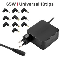 CARGADOR UNIVERSAL DE PARED PORTABLE 65W 10TIPS 10 CONECTORES ASUS LENOVO HP DELL