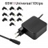 CARGADOR UNIVERSAL DE PARED PORTABLE 65W 10TIPS 10 CONECTORES ASUS LENOVO HP DELL