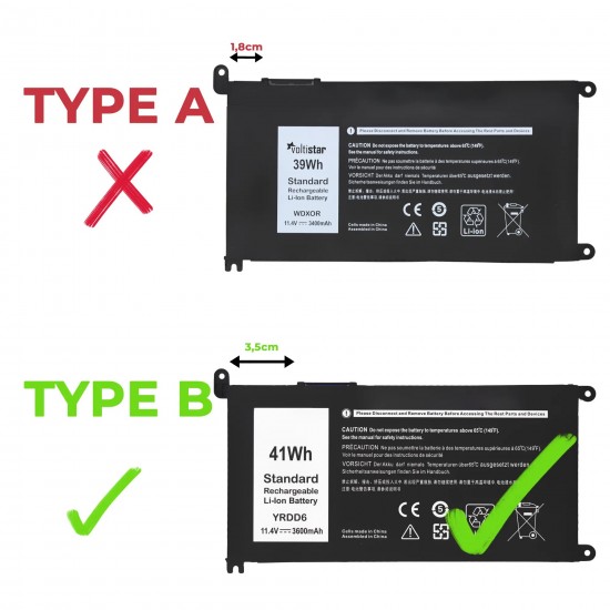 BATERÍA PARA PORTÁTIL DELL INSPIRON 14 5490 5491 5493 5498 YRDD6 P9OF 01VX1H BATERÍA PARA PORTÁTIL DELL INSPIRON 14 5490 5491 5493 5498 YRDD6 P9OF 01VX1H