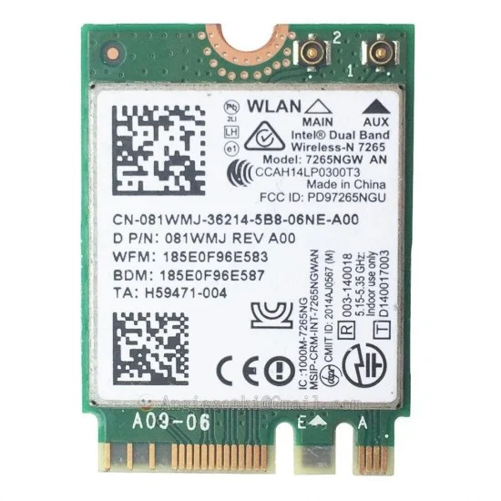 TARJETA INTEL DUAL BAND 7265NGW 802.11AN WIFI + BLUETOOTH 4.0 PARA PORTÁTIL HP WLAN 756748-001 TARJETA INTEL DUAL BAND 7265NGW 802.11AN WIFI + BLUETOOTH 4.0 PARA PORTÁTIL HP WLAN 756748-001