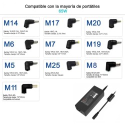 CARGADOR UNIVERSAL ULTRA PORTABLE 15-20V 65W 10TIPS