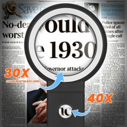 LUPA ILUMINADA 30X 40X CON 18 LEDS Y SOPORTE PLEGABLE NEGRO