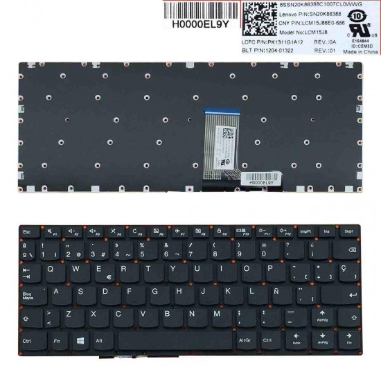 TECLADO PARA PORTÁTIL LENOVO YOGA 310-11 310-11IAP 710-11 710-11IKB 710-11ISK NEGRO WIN8 SIN MARCO TECLADO PARA PORTÁTIL LENOVO YOGA 310-11 310-11IAP 710-11 710-11IKB 710-11ISK NEGRO WIN8 SIN MARCO