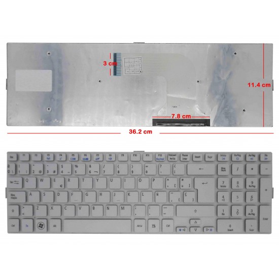 TECLADO PARA PORTÁTIL ACER ASPIRE AS5943 5943G AS8943 8943G PLATA
