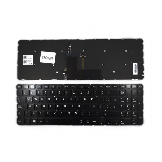 TECLADO RETROILUMINADO PARA PORTÁTIL TOSHIBA SATELLITE L50-B BRILLANTE SIN MARCO