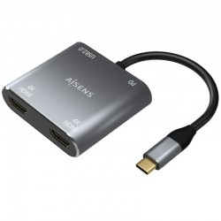 Conversor USB Tipo-C Aisens A109-0625/ 2x HDMI 4K SST MST Hembra - USB Tipo-C Macho - USB Hembra - USB Tipo-C Hembra Conversor USB Tipo-C Aisens A109-0625/ 2x HDMI 4K SST MST Hembra - USB Tipo-C Macho - USB Hembra - USB Tipo-C Hembra