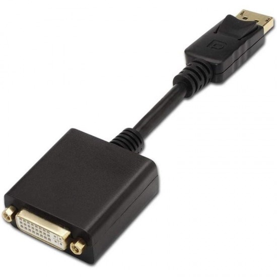 Conversor aisens a125-0133/ displayport macho - dvi hembra/ 15cm/ negro
