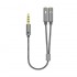 Cable Estéreo Aisens A128-0415/ Jack 3.5 Macho - 2x Jack 3.5 Hembra/ 25cm/ Gris