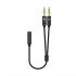 Cable Estéreo Aisens A128-0418/ Jack 3.5 Hembra - 2x Jack 3.5 Macho/ 25cm/ Negro