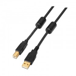 Cable USB 2.0 Impresora Aisens A101-0010/ USB Tipo-B Macho - USB Macho/ 3m/ Negro