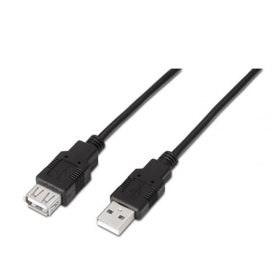Cable alargador usb 2.0 aisens a101-0015/ usb macho - usb hembra/ hasta 2.5w/ 60mbps/ 1m/ negro
