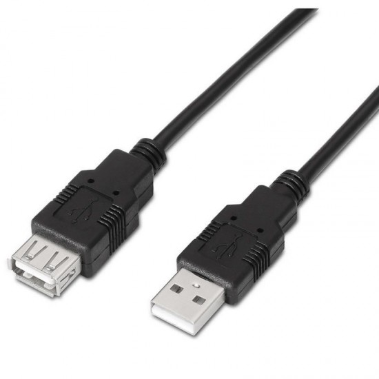 Cable alargador usb 2.0 aisens a101-0016/ usb macho - usb hembra/ hasta 2.5w/ 60mbps/ 1.8m/ negro