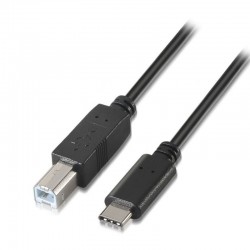 Cable USB 2.0 Impresora Aisens A107-0053/ USB Tipo-C Macho - USB Tipo-B Macho/ 480Mbps/ 1m/ Negro