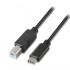 Cable USB 2.0 Impresora Aisens A107-0053/ USB Tipo-C Macho - USB Tipo-B Macho/ 480Mbps/ 1m/ Negro