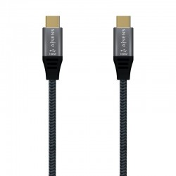 Cable USB 2.0 Tipo-C Aisens A107-0628 5A 100W/ USB Tipo-C Macho - USB Tipo-C Macho/ Hasta 100W/ 480Mbps/ 1m/ Gris