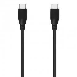 Cable USB 3.2 Tipo-C Aisens A107-0702 20GBPS 5A 100W/ USB Tipo-C Macho - USB Tipo-C Macho/ Hasta 100W/ 20Gbps/ 1m/ Negro