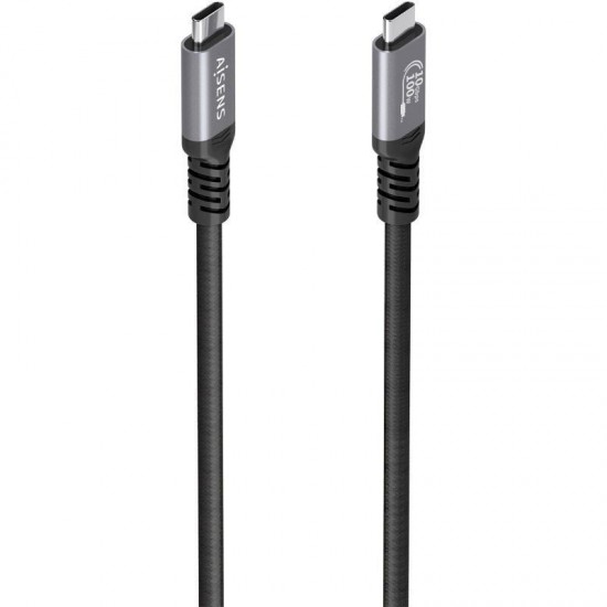 Cable usb 3.2 tipo-c aisens a107-0989/ usb tipo-c macho - usb tipo-c macho/ hasta 100w/ 10gbps/ 4m/ negro