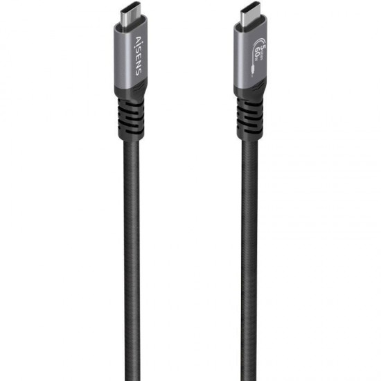 Cable usb 3.2 tipo-c aisens  a107-0991/ usb tipo-c macho - usb tipo-c macho/ hasta 60w/ 5gbps/ 7m/ negro