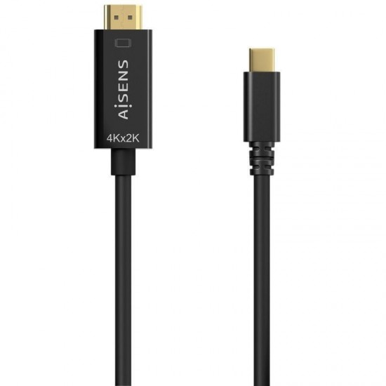 Cable conversor hdmi 4k aisens a109-0624/ usb tipo-c macho - hdmi macho/ hasta 27w/ 1250mbps/ 1.8m/ negro