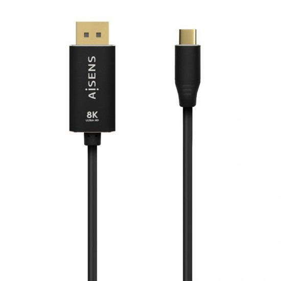 Cable conversor displayport 8k 60hz aisens a109-0687/ usb tipo-c macho - displayport macho/ hasta 27w/ 1250mbps/ 1.8m/ negro Cable conversor displayport 8k 60hz aisens a109-0687/ usb tipo-c macho - displayport macho/ hasta 27w/ 1250mbps/ 1.8m/ negro