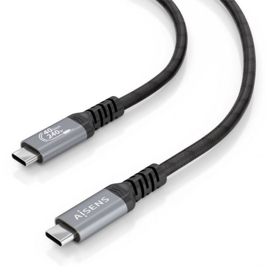 Cable usb 4.0 tipo-c aisens a156-0996/ usb tipo-c macho - usb tipo-c macho/ hasta 240w/ 40gbps/ 2m/ negro
