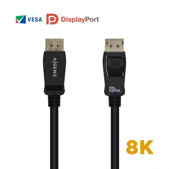 Cable displayport 1.4 8k aisens a149-0431/ displayport macho - displayport macho/ 1m/ certificado/ negro Cable displayport 1.4 8k aisens a149-0431/ displayport macho - displayport macho/ 1m/ certificado/ negro