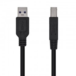 Cable USB 3.0 Impresora Aisens A105-0445/ USB Tipo-B Macho - USB Macho/ 5Gbps/ 3m/ Negro