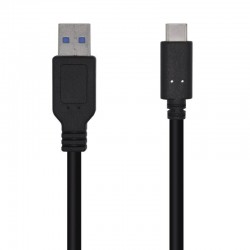 Cable USB 3.1 Tipo-C Aisens A107-0450/ USB Tipo-C Macho - USB Macho/ 10Gbps/ 1.5m/ Negro