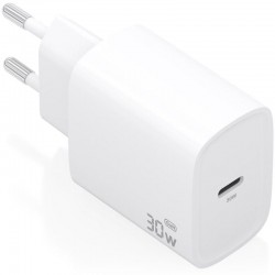 Cargador de Pared GaN Aisens A110-0950/ 1xUSB Tipo-C/ 30W/ Blanco