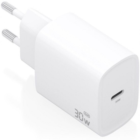 Cargador de pared gan aisens a110-0950/ 1xusb tipo-c/ 30w/ blanco