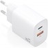 Cargador de Pared GaN Aisens A110-0952/ 1xUSB Tipo-C/ 1xUSB/ 30W/ Blanco