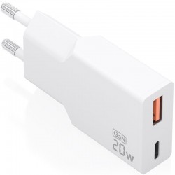 Cargador de Pared GaN Aisens A110-0998/ 1xUSB Tipo-C/ 1xUSB/ 20W/ Blanco Cargador de Pared GaN Aisens A110-0998/ 1xUSB Tipo-C/ 1xUSB/ 20W/ Blanco