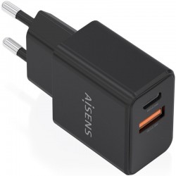 Cargador de Pared GaN Aisens A110-1026/ 1xUSB Tipo-C/ 1xUSB/ 20W/ Negro Cargador de Pared GaN Aisens A110-1026/ 1xUSB Tipo-C/ 1xUSB/ 20W/ Negro